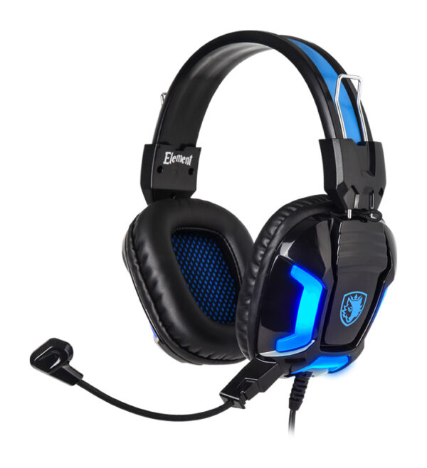 SADES Gaming Headset Element LED, ακουστικά 40mm blue SA-702-BL, 3.5mm